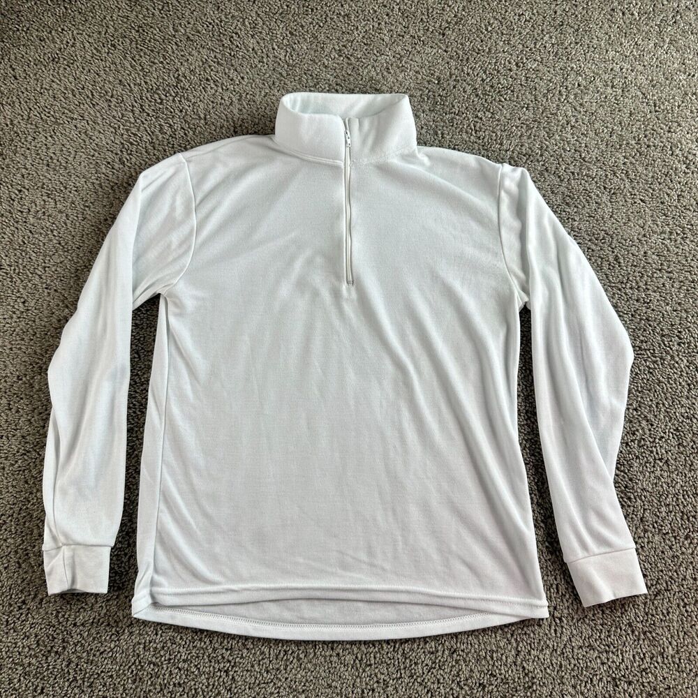 VINTAGE Polar Max 1/4 Zip Pullover Womens Medium White Lightweight Sweater